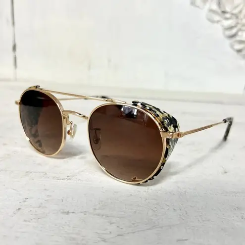 Krewe  Tchoup Blinker Gold Plated Amber Silver Gradient Mirrored Lens Sunglasses