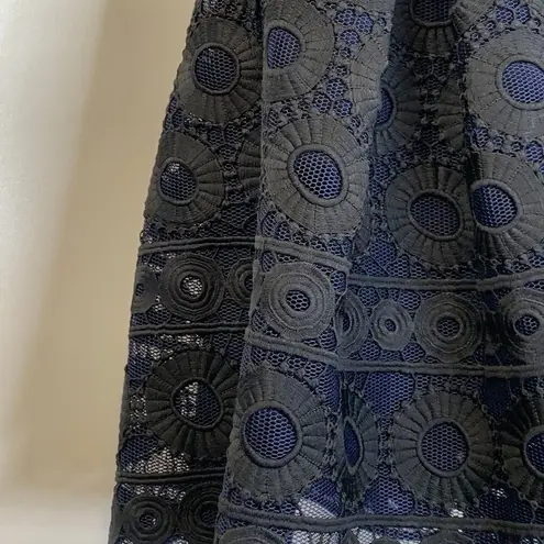 Maje Rodeo Lace Mini Dress High Neck Pleated Gothic Black Blue