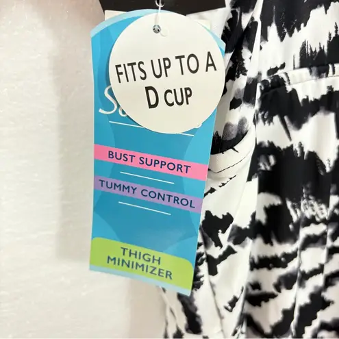 SWIM SOLUTUIONS NWT $102 Tiered Ruffle faukini one piece swimsuit 10 M Black Size M