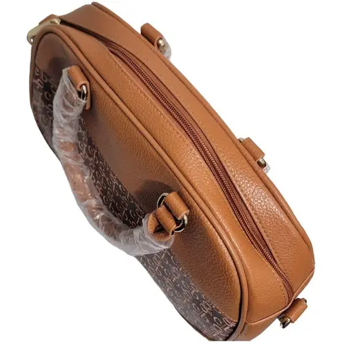 Christie Brinkley The Danbury Mint Tan & Brown Logo Crossbody Satchel Bag