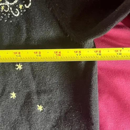 Carroll Reed Women's Black Angel Embroidered Button Cardigan Sweater Large