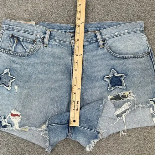 Polo Ralph Lauren Distressed Star Patch Crosby Denim Shorts Blue Size 32 Blue