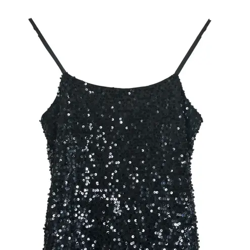 Forever 21  Mini Dress Womens S Black Sequin Satin Ruffle Hem Cocktail Birthday