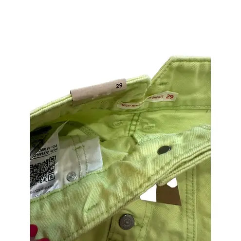 LEVIS High Waisted Lime Denim Mom Shorts Size 27 NEW Green