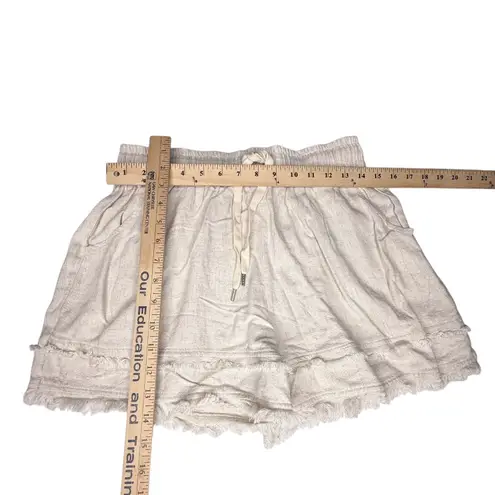 Umgee Linen Cotton Shorts Women's Small Pull On Tie Front Frayed Hem Layered USA