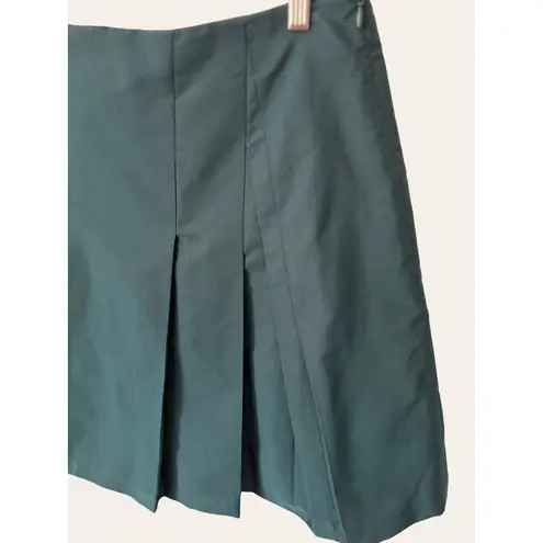 Akris Punto Turquoise Blue Pleated Silk A-Line Mini Skirt Size 8