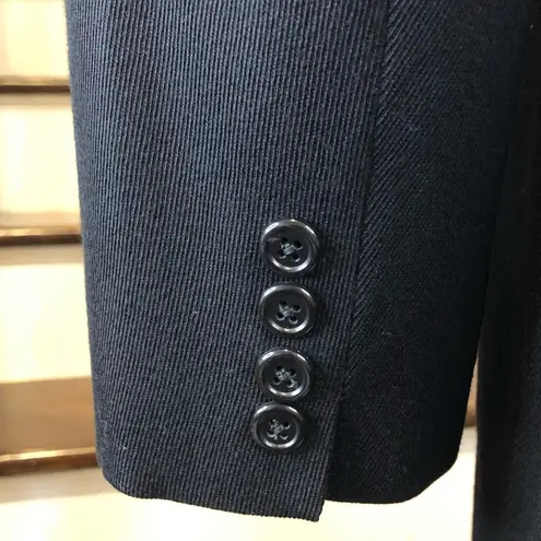 Ralph Lauren Military Faux Fur Lapel Double Breasted Black Wool Riding Coat Sz 6