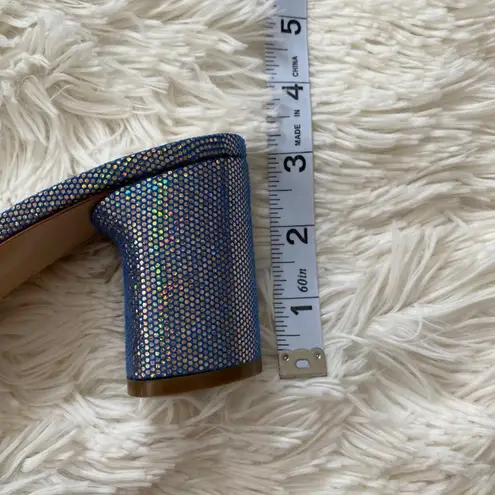 Casadei RARE Blue Sparkle Puffy Knot Chunky Open Toe Heeled Sandal Heel Size 37