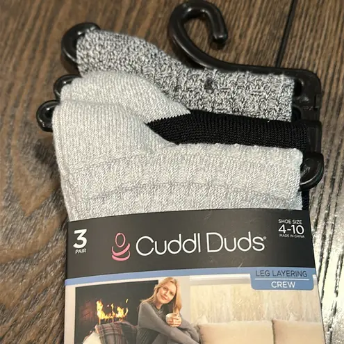 Cuddl Duds Plushfill 3-Pack Midweight Falling Rain Texture Crew Socks NEW