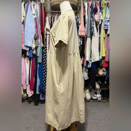 Blair Tan Buttoned Midi Sundress