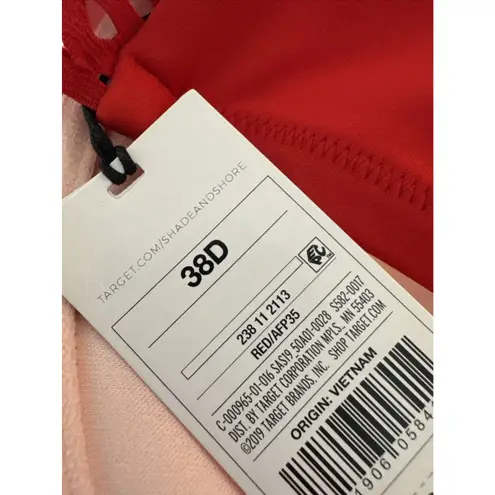 Women's Elastic Trim Triangle Bikini Top Shade & Shore Red size 38D Halter New