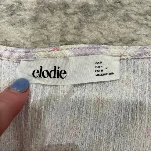 Elodie Purple Floral Long Sleeve Crop Top