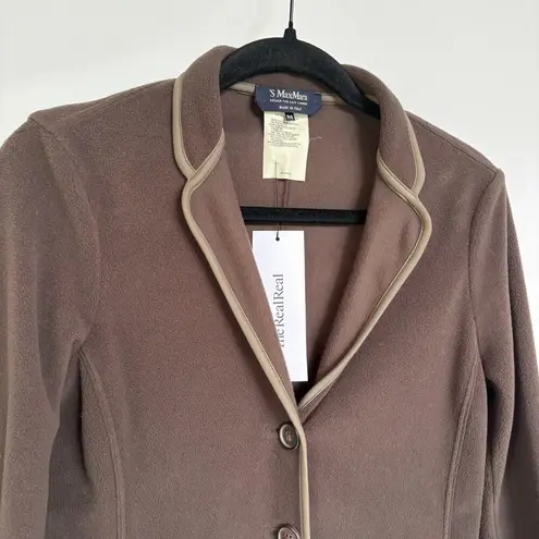 Max Mara 'S Chocolate Brown Fleece Button Down Quiet Luxury Blazer Jacket Medium