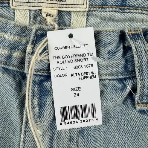 Current/Elliott NWT Current Elliott The Boyfriend Rolled Denim Shorts In Alta Distressed Sz‎ 26
