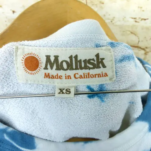 Mollusk Surf Shop Sweatshirt Womens XS Blue White Indigo Tie Dye Crew Boho Beach