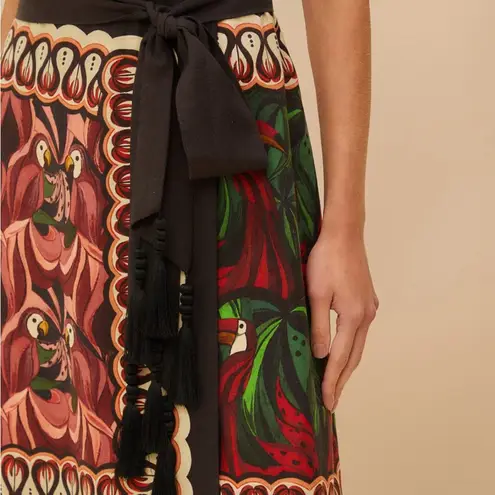 Farm Rio NWT Off-White Coconut Tree Flow Linen Ecovero Euroflax Midi Dress S