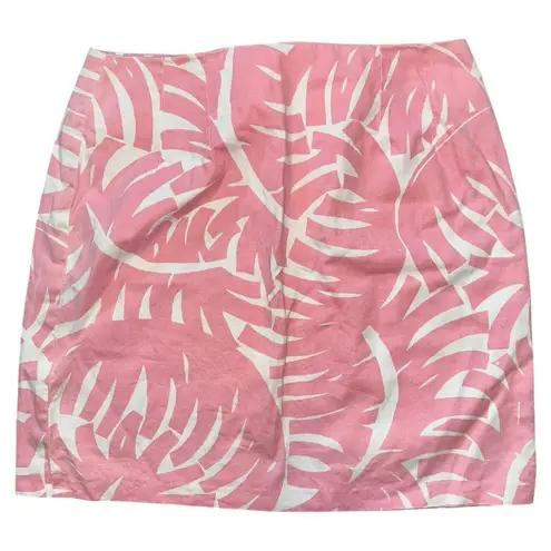 Bahama Hand Prints Vintage Women’s Sz 12 Pink White Palm Leaf Print Cotton Skirt
