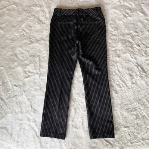 New York & Company Pinstriped Skinny Crop Pant Black Size 0P