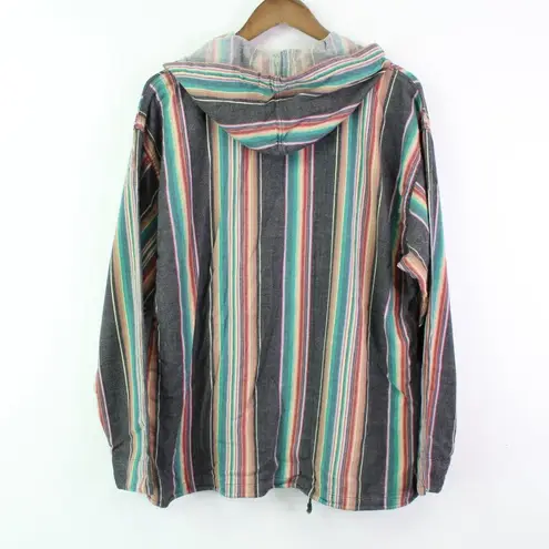 Free People Vintage  Striped Cotton Boho Hoodie Size M