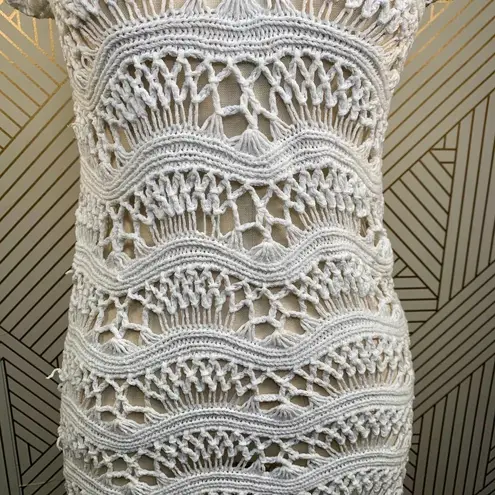 Shoshanna Swimwear White Crochet Fringe Coverup