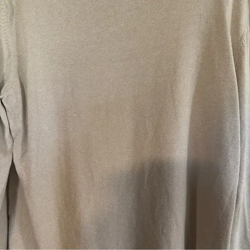 Chico's Light Beige Gold Metallic XL Long Sleeve Shimmer Sweater 3