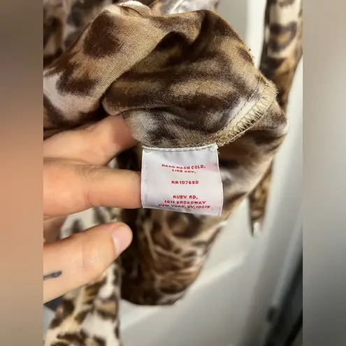 Ruby Rd . Womens Brown Leopard Print Roll Tab Sleeves Button Front Shirt Size 12