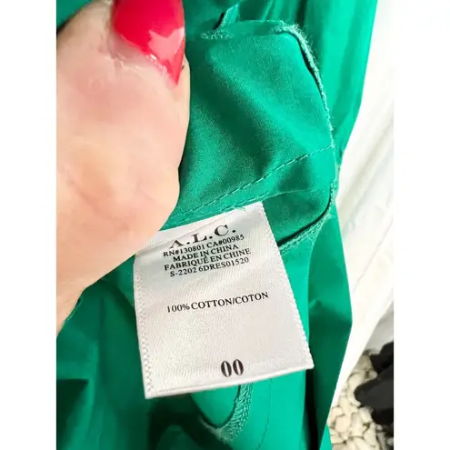 A.L.C. Alexa Long Sleeve Cutout Ruffle Tiered Pleated Cotton-Poplin Mini Dress 00