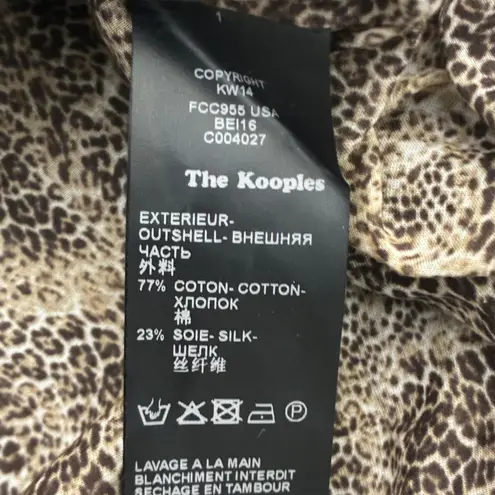 The Kooples Leopard Print Button Down Shirt Size S Brown Cotton Silk Clean Girl