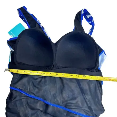 Sea & Sand Blue Paint Asymmetrical Wrap Swimdress White Size 20W