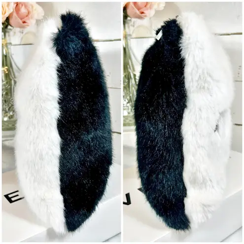 Givenchy Large Black & White Fur Two Tone GV3 Pouch/Clutch