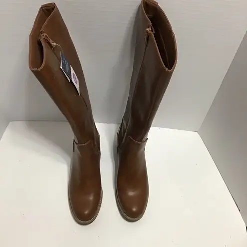 Universal Threads Universal Thread Womens Brown Leather Side Zip Block Heel Boots Size 6.5