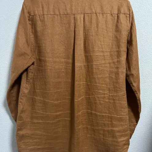 Quince 100% European Linen Long Sleeve Button Collared Shirt Women Relaxed Fit L Size L