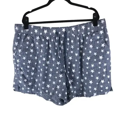 Bcg Womens Star-Patterned Cotton Lounge Shorts Blue White Size 2X