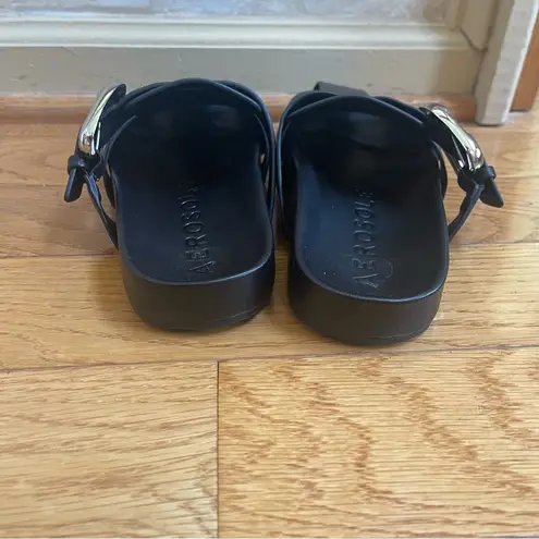 Aerosoles Women's Liberty Mule fisherman sandals black genuine leather Sz 7.5