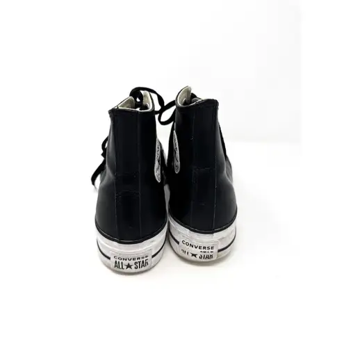 Converse Black Leather High Top Platform 