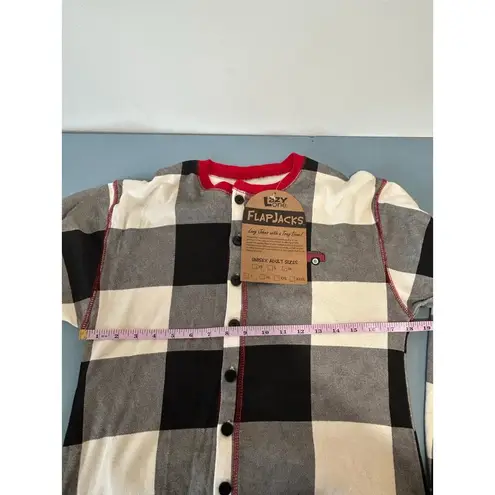 Lazy One Flapjacks Onesie Long john unisex adult size M NWT plaid lounge sleep White Size M