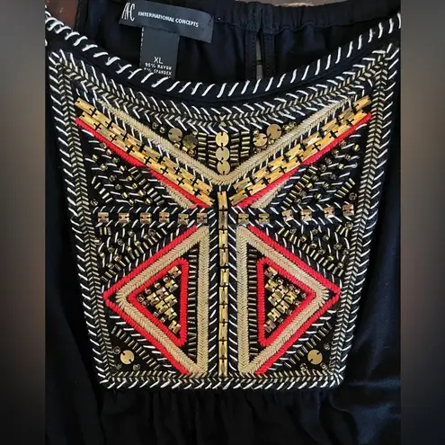 INC International Concepts Women's Tropic Heat Embellished Halter Top, B… Black Size XL