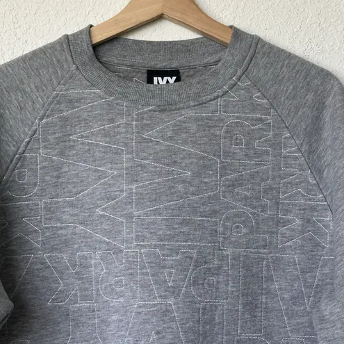 Ivy Park Sweater Womens L Gray Sweatshirt Embroidered Spell Out Athleisure