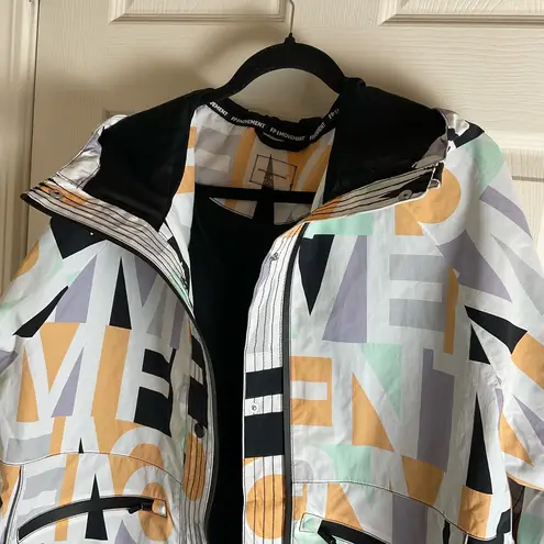 Free People Singing In The Rain Jacket Womens small Pastel Hooded Packable Multiple