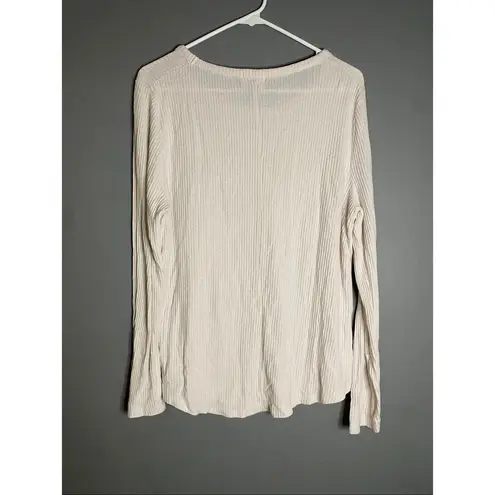 Old Navy  White Pink Waffle Knit Scoop Neck Top Size XL