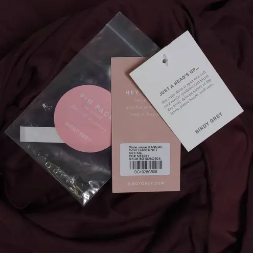 Birdy Grey Hannah Empire A Line Dress XXL Cabernet Red Solid Lined Maxi New