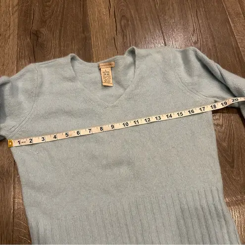 Apostrophe Womens Sweater Angora Rabbit Fur Blue V Neck Large Petite Soft Fuzzy