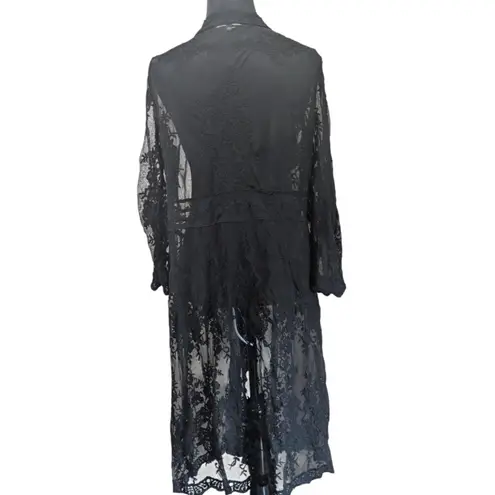 Staccato Black Lace Duster Kimono Large L Gothic Romantic Whimsigoth Cardigan