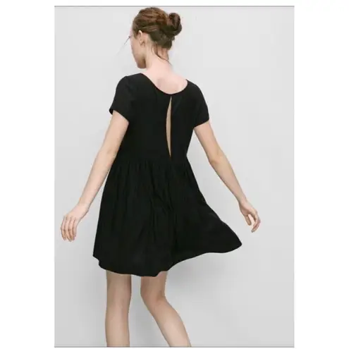 Talula Aritzia Womens Solid Black Short Sleeve 100% Cotton Dress Lined Medium
