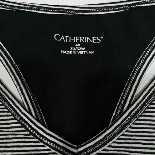 Catherines Black White Stretch 3/4 Sleeve Racerback Cutout Athleisure Top 4X