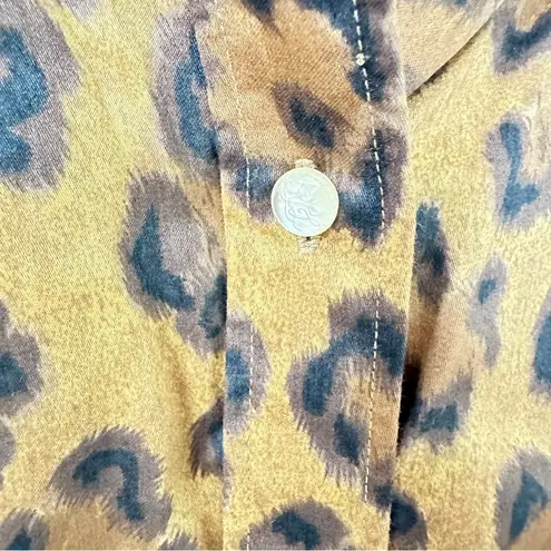 Ralph Lauren Lauren by  Leopard Print Size 1X Women's Button Up Pearl Buttons