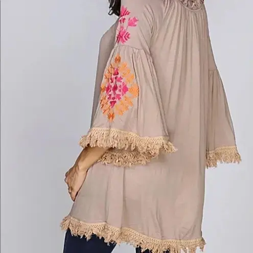 Velzera 🆕 Floral Embroidered Tassel Peasant Dress Boho L🆕