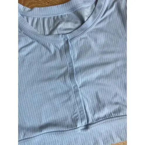 Aerie OFFLINE By  Ribbed Baby Blue Crop Top Size Large L Y2K 90s‎ Baby Tee