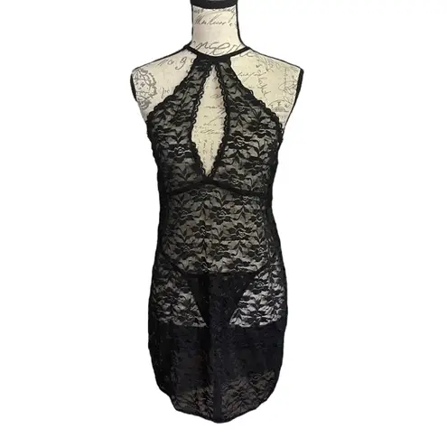 Black Lace Keyhole Stretch Nighty Pajama 2XL NWOT Size XXL