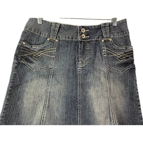 Rewind Women's Flare Denim Jean Skirt